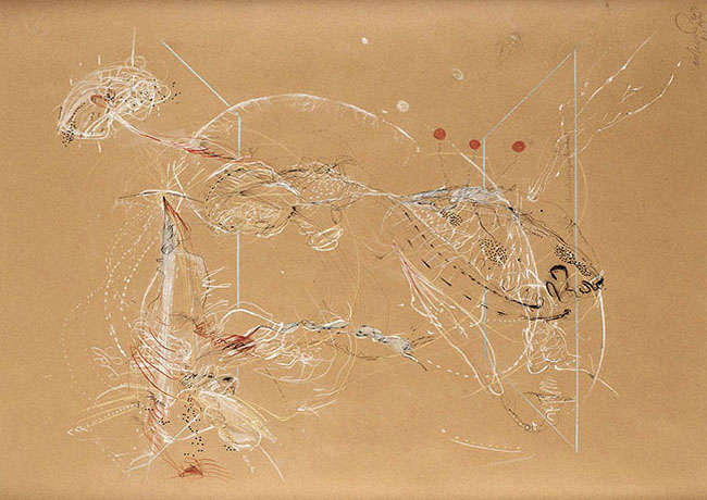 Nikolaus Gansterer, Denkfigur (Figure of Thought ) 13-106, 2013 chalk, pencil and ink on paper, 80 x 60 cm