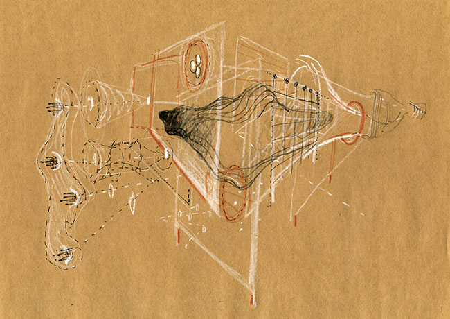 Nikolaus Gansterer, Denkfigur (Figure of Thought ) 13-40, 2013 chalk, pencil and ink on paper, 26 x 18 cm