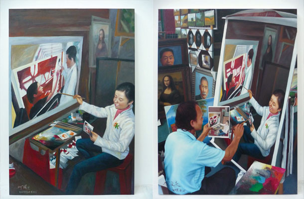 Painting #03 (150x100cm) by Chen Yi;   Painting #04 (75x100cm) by Huang Wei Ching