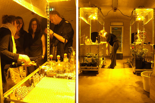 Visitors during the first public distillation proofing and tasting the essence,  Kaap Biennale, Utrecht, 2008