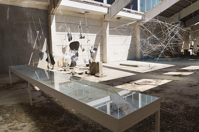 Nikolaus Gansterer, Sympoiesis Obersatory, 2019, sympoiesis diagrams (installation view), 14th Sharjah Biennial, Ice Factory, Kalba, UAE