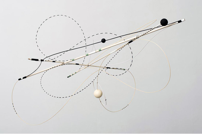 Nikolaus Gansterer, Theory Casing IV 2013, wooden sticks, sticking tape, polystyrene balls, 130 x 80 x 80 cm