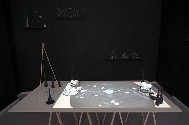  Thinking Matters, video + installation view, Gallery Marie-Laure Fleisch, 2013, dimesions  variable ca. 180 x 90 x 80 cm